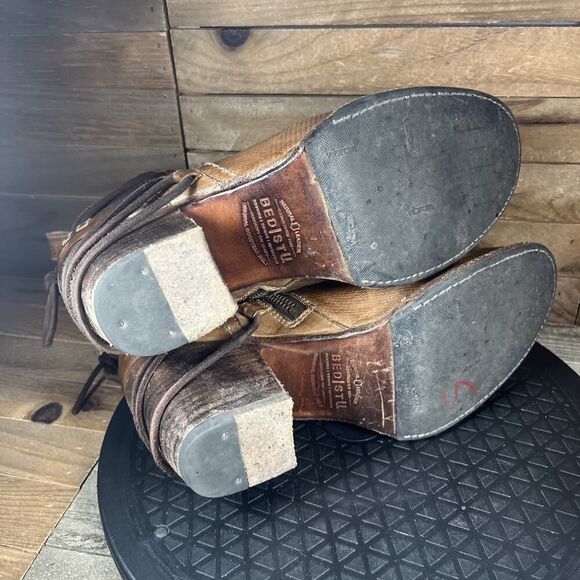 Bed Stu Womens Size 10 Cobbler Blaire Distressed Lace Zip Brown Leather Bootie - Picture 9 of 10